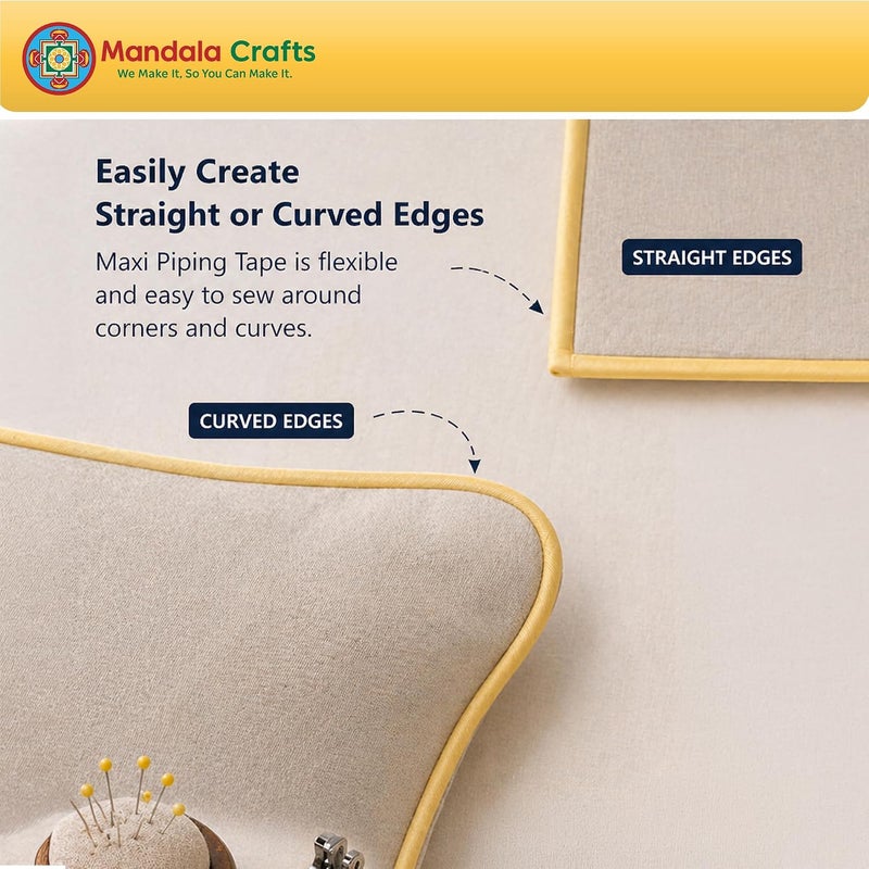 Mandala Crafts Navy Blue Maxi Piping Bias Tape with Welting Cord for Sewing - ½ Inch, 55 Yards - Image 3