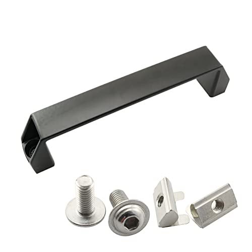 PZRT Black Aluminium Alloy Handle Rectangular Industrial Pull Handle for 30/40 Series European Standard Aluminum Extrusion Profile Accessories 180mm - Image 1