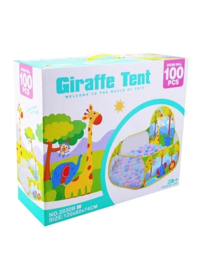 Giraffe-shaped ball pit for children with 100 green balls - Image 4