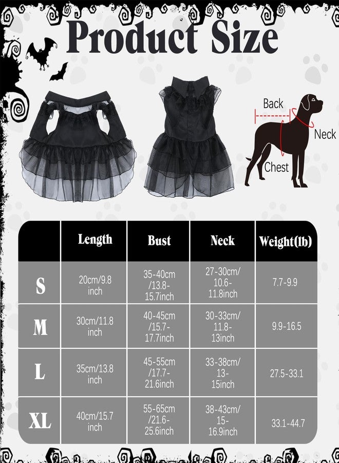 Coume 3 Pcs Halloween Dog Costumes for Dog with Belt and Wig Black Cute Pet Costume Dress for Puppy Dogs Cats Cosplay Halloween Birthday Party Outfit(M) - Image 2