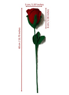 JewelOnPalette Handcrafted Crochet Rose Bouquet, 6 Red Roses with Green Leaves, Bouquet Wrapped  - Image 2