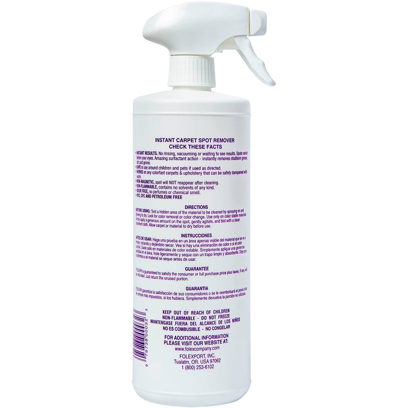 FOLEX Instant Carpet Spot Remover 32 oz - Powerful Stain Remover for Carpets, Upholstery & Rugs - Eliminates Pet Stains, Grease, Red Wine, Food, Makeup & More - With Reusable Cleaning Cloth - 1 Pack - Image 2
