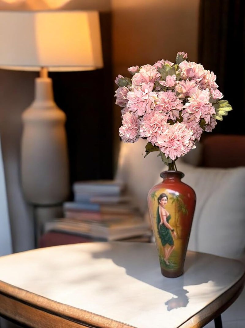 Fox & Fern Artificial Dahlia Flower Stick with 2 Flower, One Bud and Leaves (Pack of 1) | Ornamental Stick Best for Gifting, Party, Home Decor (Ht. 68CM) GAAFRD-68P (Pink) - Image 1