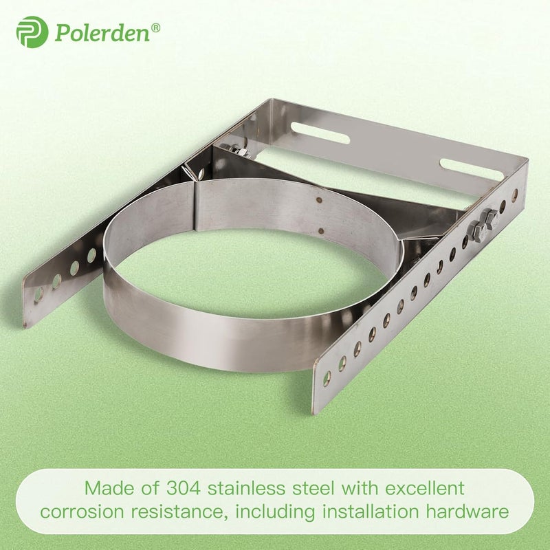 P Polerden Adjustable Wall Support Bracket(8" Inner Ring) for Wood Stove Pipe, 6" Double Wall Chimney Pipe, 304 Stainless Steel Adjustable Wall Bracket, Chimney Pipe Holder, Fireplace Pipe Wall Bracket - Image 4