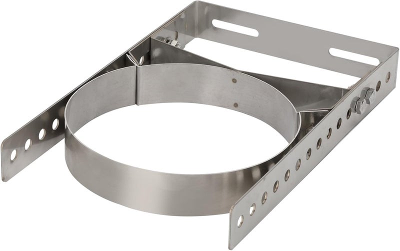 P Polerden Adjustable Wall Support Bracket(8" Inner Ring) for Wood Stove Pipe, 6" Double Wall Chimney Pipe, 304 Stainless Steel Adjustable Wall Bracket, Chimney Pipe Holder, Fireplace Pipe Wall Bracket - Image 1