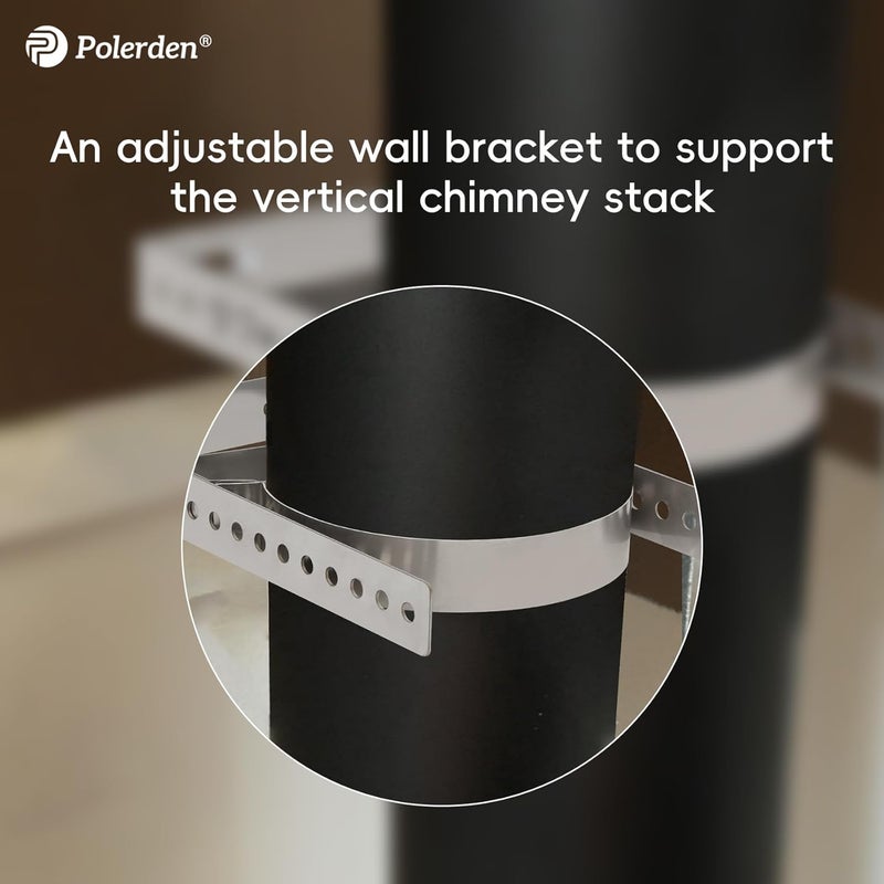 P Polerden Adjustable Wall Support Bracket(8" Inner Ring) for Wood Stove Pipe, 6" Double Wall Chimney Pipe, 304 Stainless Steel Adjustable Wall Bracket, Chimney Pipe Holder, Fireplace Pipe Wall Bracket - Image 5