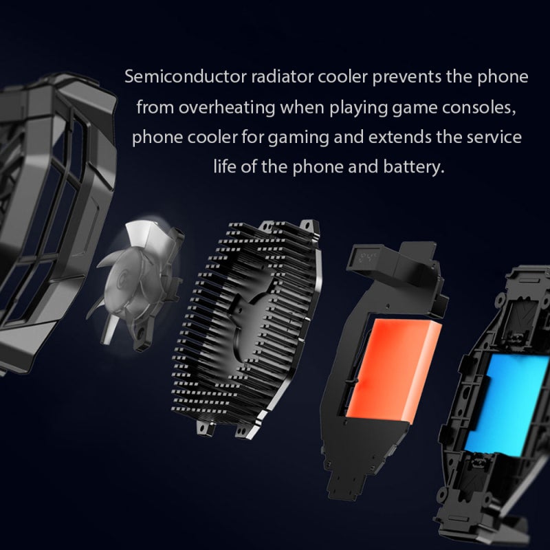 Phone Cooler: Compact Black Heatsink Cooling Fan - Low Noise Adjustable 3-Level Speed LED Display for Gaming Phone & Smartphone Accessory - Image 4