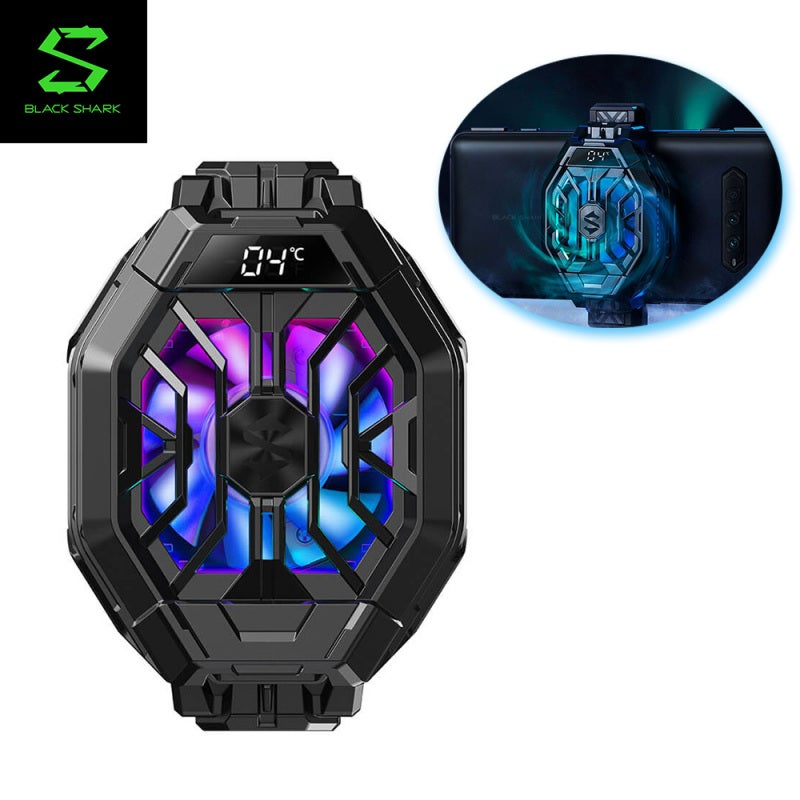 Phone Cooler: Compact Black Heatsink Cooling Fan - Low Noise Adjustable 3-Level Speed LED Display for Gaming Phone & Smartphone Accessory - Image 2
