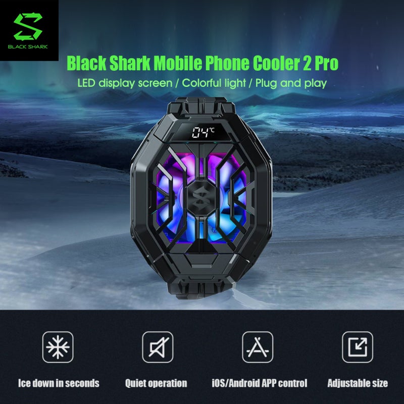 Phone Cooler: Compact Black Heatsink Cooling Fan - Low Noise Adjustable 3-Level Speed LED Display for Gaming Phone & Smartphone Accessory - Image 3