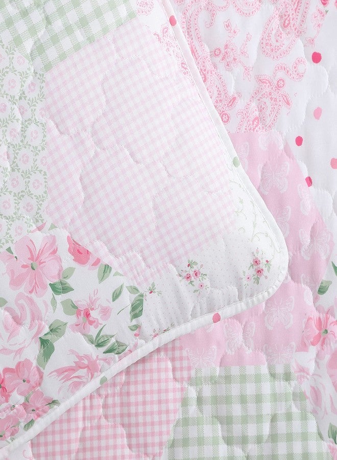 Laura Ashley Kids - Full Quilt Set, Reversible Kids Bedding with Matching Sham(s), Ideal for Toddler Bedding Set (Solid Butterfly Stitch White, Full) - Image 3