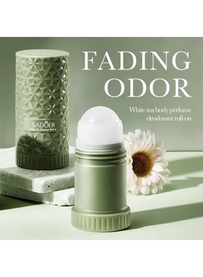SADOER Body Perfume White Tea Deodorant Roll On Long-Lasting Freshness Sweat and Odor Control Non Irritating Underarm Protection Gentle Skin Care Underarm Moisturizing Deodorant 40ml - Image 3