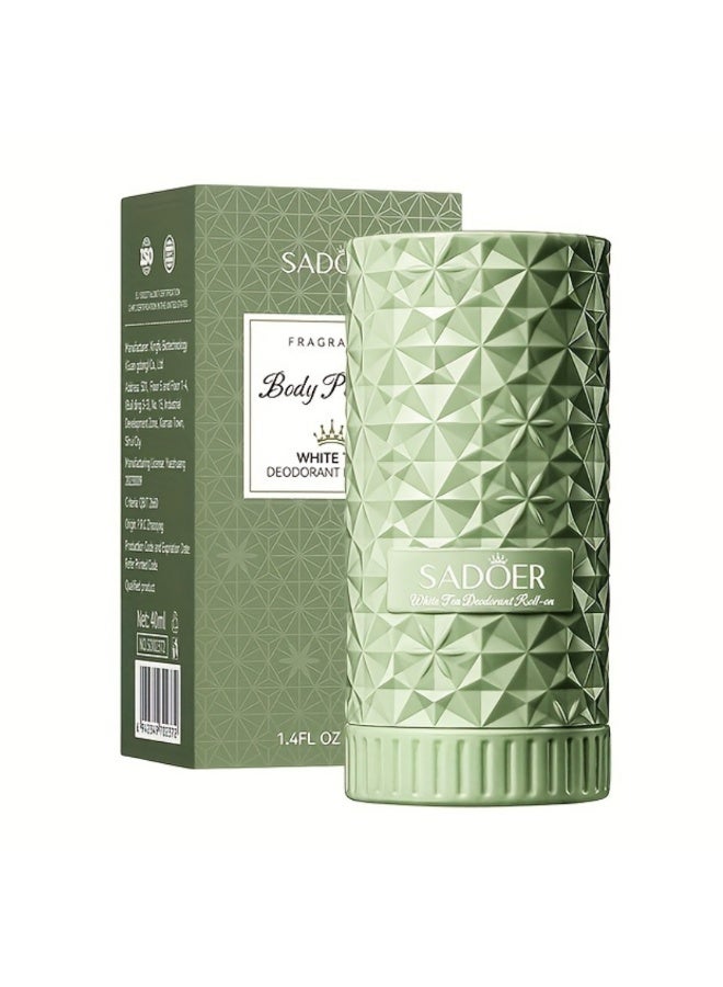 SADOER Body Perfume White Tea Deodorant Roll On Long-Lasting Freshness Sweat and Odor Control Non Irritating Underarm Protection Gentle Skin Care Underarm Moisturizing Deodorant 40ml - Image 1
