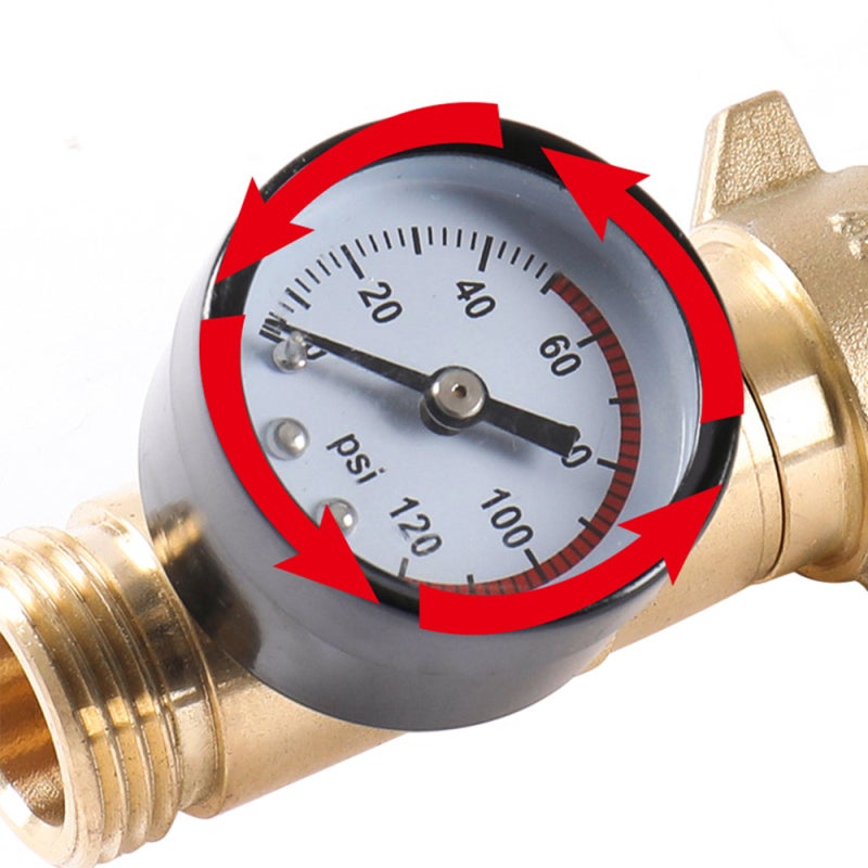 RV Water Pressure Regulator: 3/4 Inch Lead-Free Brass Gold - Real-Time Pressure Gauge With Inlet Screen Filter Pressure Reducing Valve for RV Campers, Boats, Garden Irrigation - Image 4