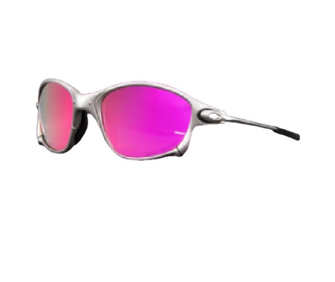Polarized Sports Sunglasses for Men - Silver Frame with Pink Lens