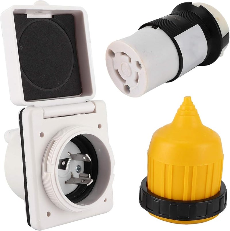 Astibym 30 AMP 3PCS RV Power Inlet Kit Twist Lock US Plug Waterproof Cover - Image 2