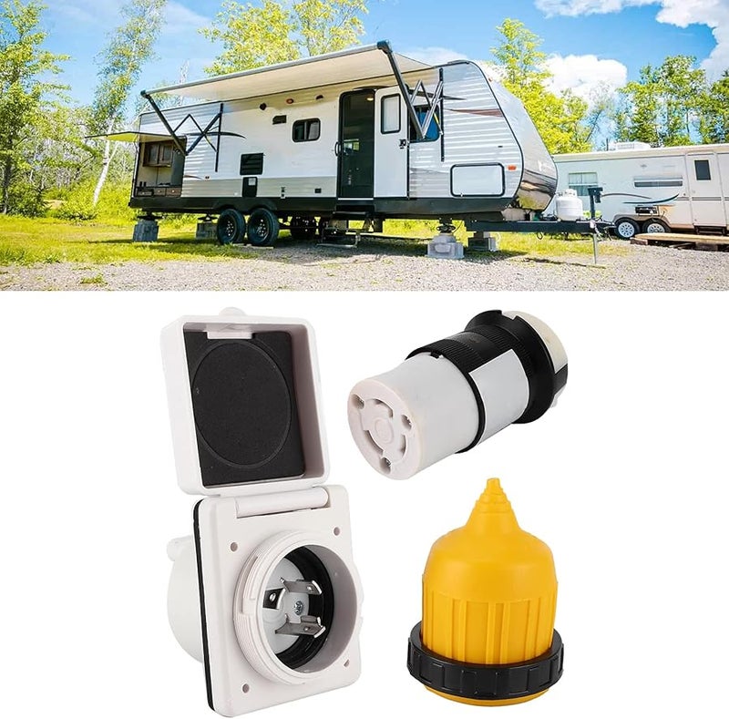 Astibym 30 AMP 3PCS RV Power Inlet Kit Twist Lock US Plug Waterproof Cover - Image 3