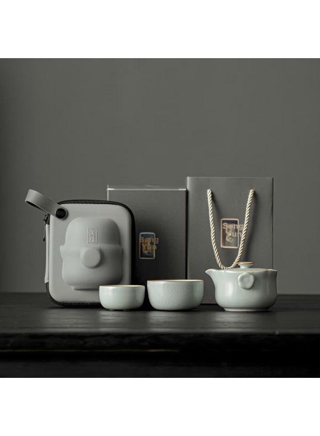 Tangfeng Li Guilian Ru Kiln Travel Tea Set High-end Portable Quick Cup Song Yunhan Xiang Travel Tea Set Gift Box - Image 1