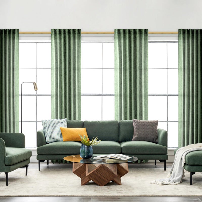 MEETBILY Linen Curtains 94 Inches Long 2 Panels for Living Room Olive Green Light Filtering Soft Touch Villa Cottage Core Back Tab Boho Semi Sheer Curtains for Bedroom Gym Room Minimalist Decor - Image 5