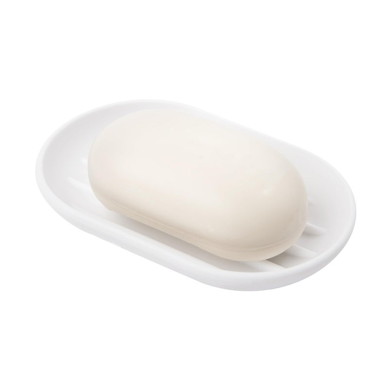 Umbra Touch Soap Dish for Bathroom - Modern Oval Shape for Sink - Durable and Easy to Clean, White - Image 1