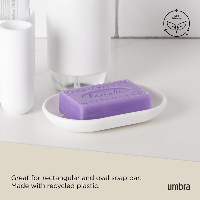 Umbra Touch Soap Dish for Bathroom - Modern Oval Shape for Sink - Durable and Easy to Clean, White - Image 5