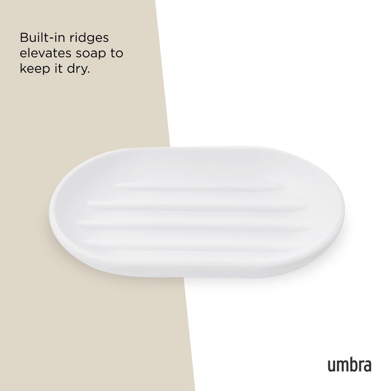 Umbra Touch Soap Dish for Bathroom - Modern Oval Shape for Sink - Durable and Easy to Clean, White - Image 4