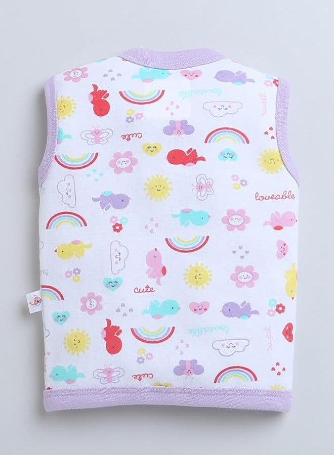 BUMZEE طقم ملابس داخلية بدون أكمام للبنات من بامزي، أبيض ولافندر، مكون من 3 قطع، مناسب لعمر 6-9 أشهر (Peb9304D-wht.lvd) - Image 3