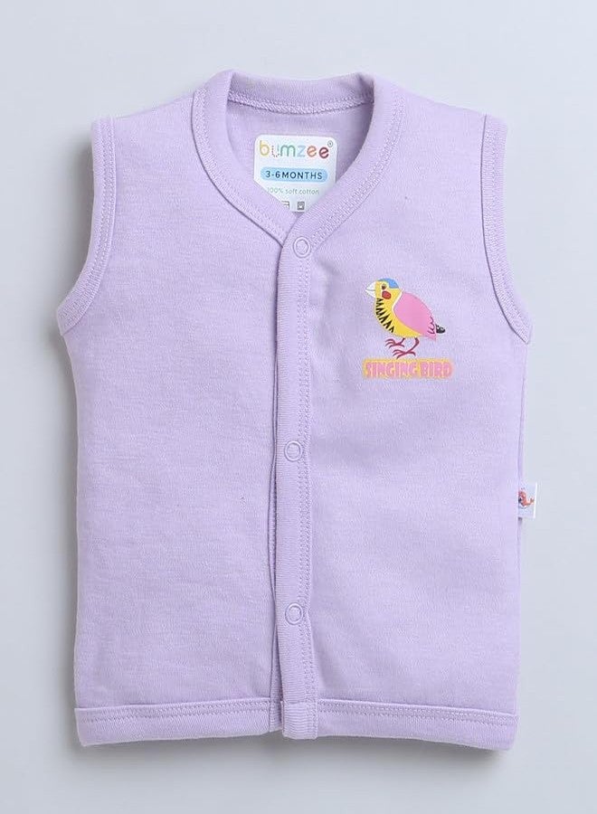 BUMZEE طقم ملابس داخلية بدون أكمام للبنات من بامزي، أبيض ولافندر، مكون من 3 قطع، مناسب لعمر 6-9 أشهر (Peb9304D-wht.lvd) - Image 4