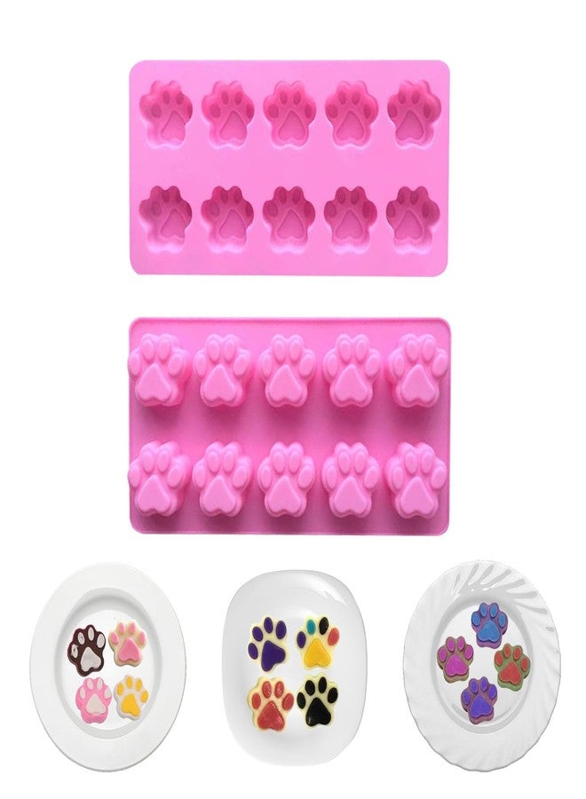 HYCSC Silicone Paw Print Molds - Dog Treat Silicone Mold, Food Grade Paw Silicone Mold, Non-Stick Dog Ice Cube Trays, Great for Making Cat Paw Chocolate, Candy, Ice Cube, Pudding, Jelly, Cookie(2PCS) - Image 1
