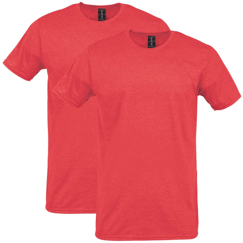 Gildan Adult Softstyle Cotton T-Shirt, Style G64000, Multipack, Heather Red (2-Pack), Medium - Image 1