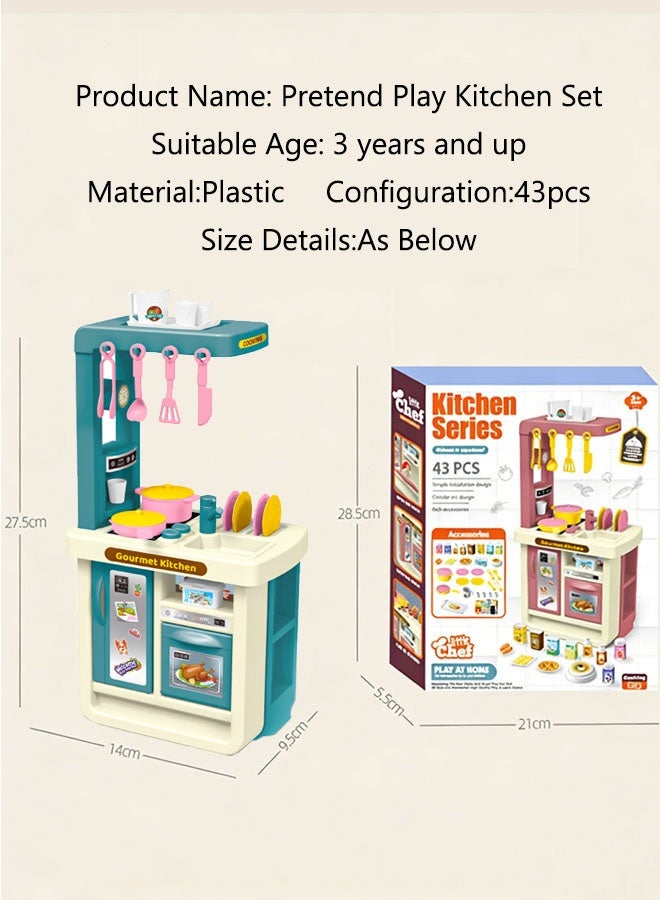 Kitchen Playset, 43 PCS Kitchen Play Set Toy,Mini Kitchen Set Toy, Pretend Play Kitchen Set,Cooking Toy Set with Toy Food & Cookware Accessories, Pretend Play Food Toys for Boys and Girls - Image 2