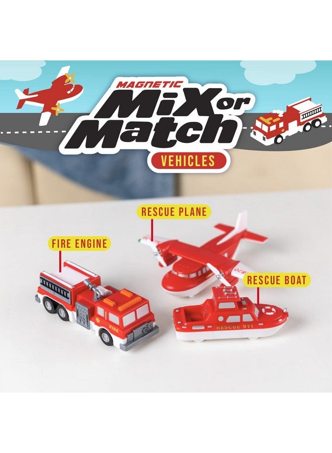 Popular Playthings ألعاب شعبية مركبات مغناطيسية مزيج أو تطابق®، إطفاء وإنقاذ، أحمر وأبيض - Image 2