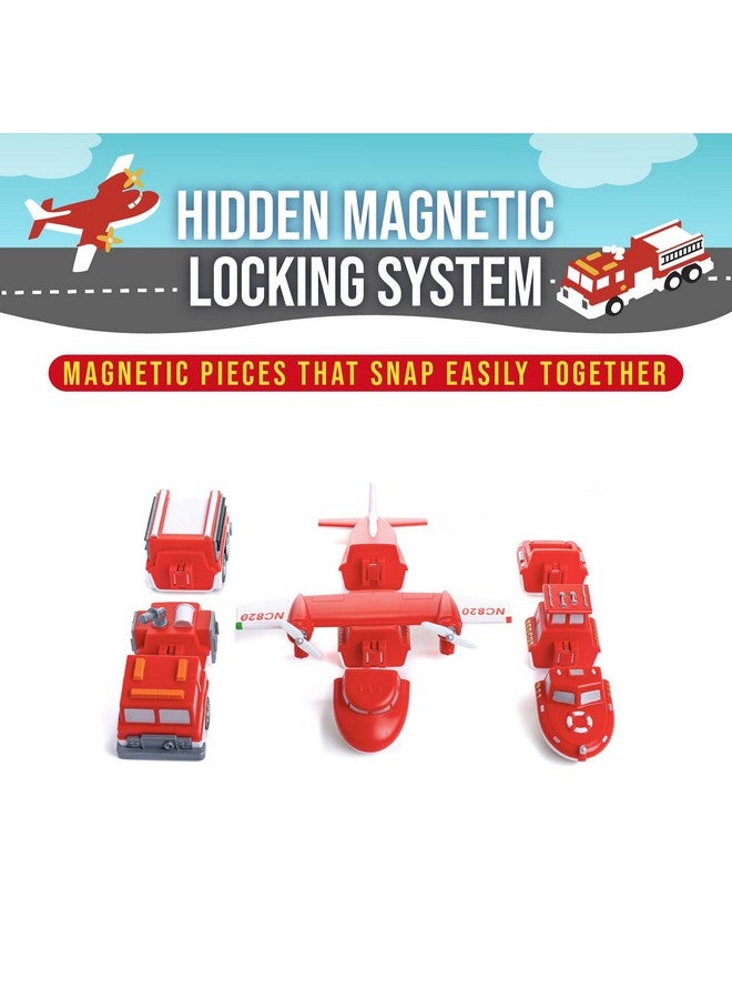 Popular Playthings ألعاب شعبية مركبات مغناطيسية مزيج أو تطابق®، إطفاء وإنقاذ، أحمر وأبيض - Image 4