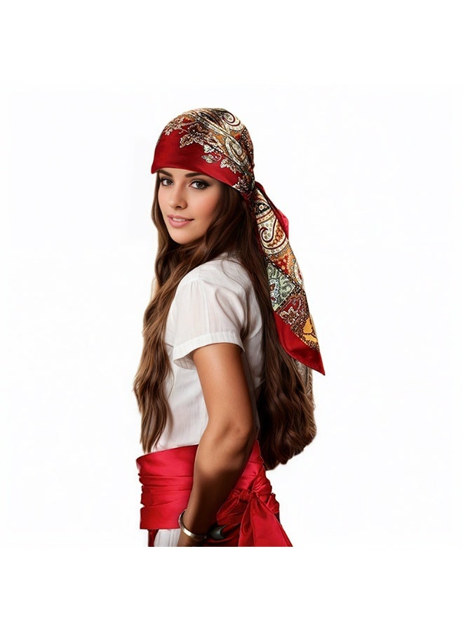 مجموعة اكسسوارات زي القراصنة للنساء | وشاح للرأس وقبعة ووشاح وحزام زي تنكري مع عقد من الستانلس ستيل - Image 4