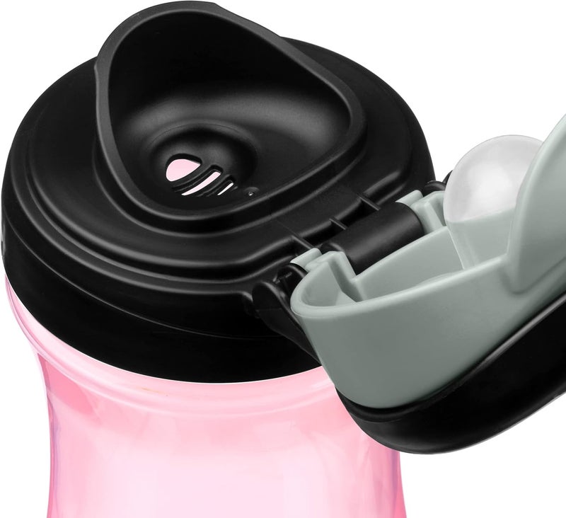 Chicco My Tumbler Toddler Sippy Cup for 2 Years 12oz SpillProof when Closed Water Bottle with FreeFlow Spout FlipUp Carry Handle Easy Grip BPA Free Pink - Image 4