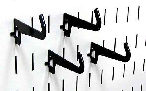 Wall Control 3-1/2in Reach Curved Tip Slotted Hook Pack - Slotted Metal Pegboard Hooks Pegboard and Slotted Tool Board - Black - Image 3