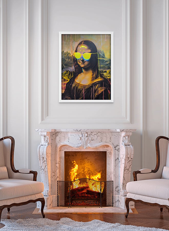 Art Decor Art Decor Mona Lisa Yellow Neon Pop Art Oil Painting Style Fine Art Frame Wall Art Wall Décor for Living Room Bedroom Home Office Gifting  - Image 2