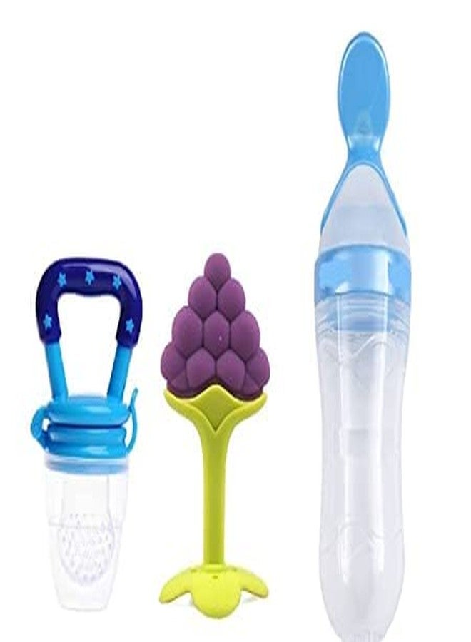 First Trend Newborn Baby Toddler Cereal, Rice Paste Feeding Milk Bottle Food Feeder & Baby Fruit Nibbler Soother & Silicone Teether (Combo Pack of 3) - Image 1