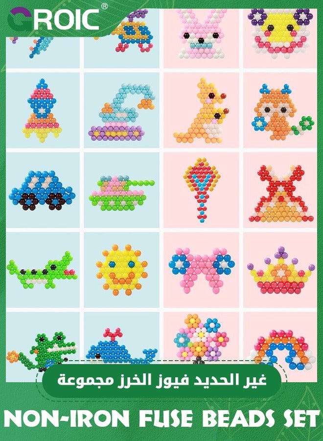 GROIC 2200Pcs Non-Iron Fuse Beads Set, 16 Colors 5mm Perler Beads for Kids, Water-soluble Beads Makes Creations with No Heat Mega Bead, Creative DIY Set for Children, Ideal Gift for Crafting - boys - Image 3