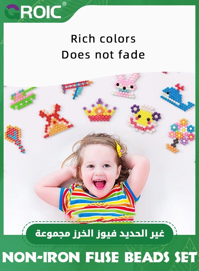 GROIC 2200Pcs Non-Iron Fuse Beads Set, 16 Colors 5mm Perler Beads for Kids, Water-soluble Beads Makes Creations with No Heat Mega Bead, Creative DIY Set for Children, Ideal Gift for Crafting - boys - Image 2