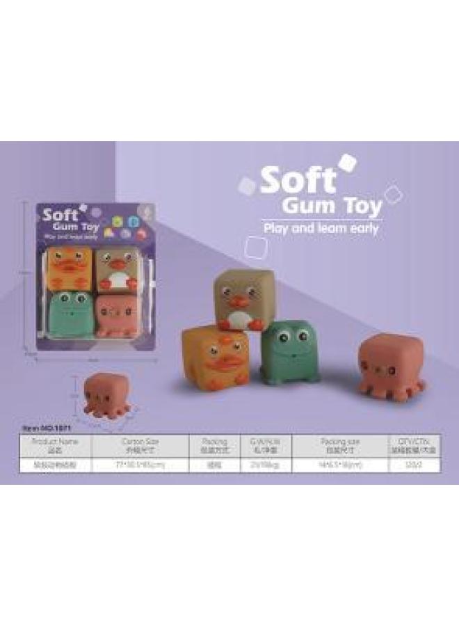 Animal Digital Soft Rubber Relief Building Blocks Baby Children Can Bite Boiled Baby Educational Toys-Color:1071 Soft Rubber Animal-Height:5.5cm - Image 1