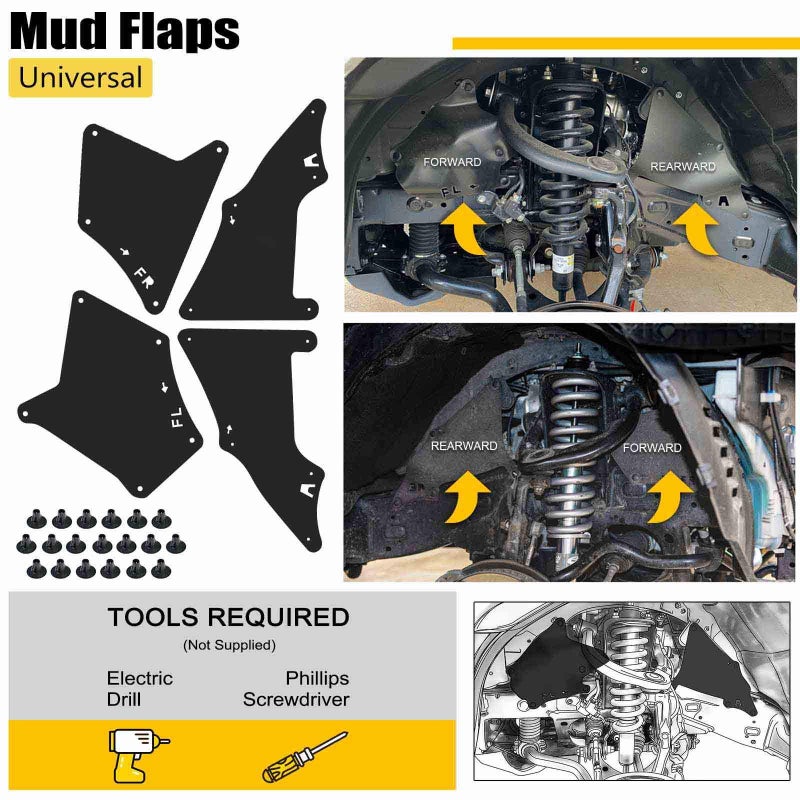 YHTAUTO Set of 4 Splash Shield Fender Inner Liners Mud Flaps Replacement for Toyota Land Cruiser Prado 2003-2019 Toyota 4Runner 2003-2009 FJ Cruiser 2007-2014 Lexus GX470 2003-2009 GX460 2010-2019 - Image 2
