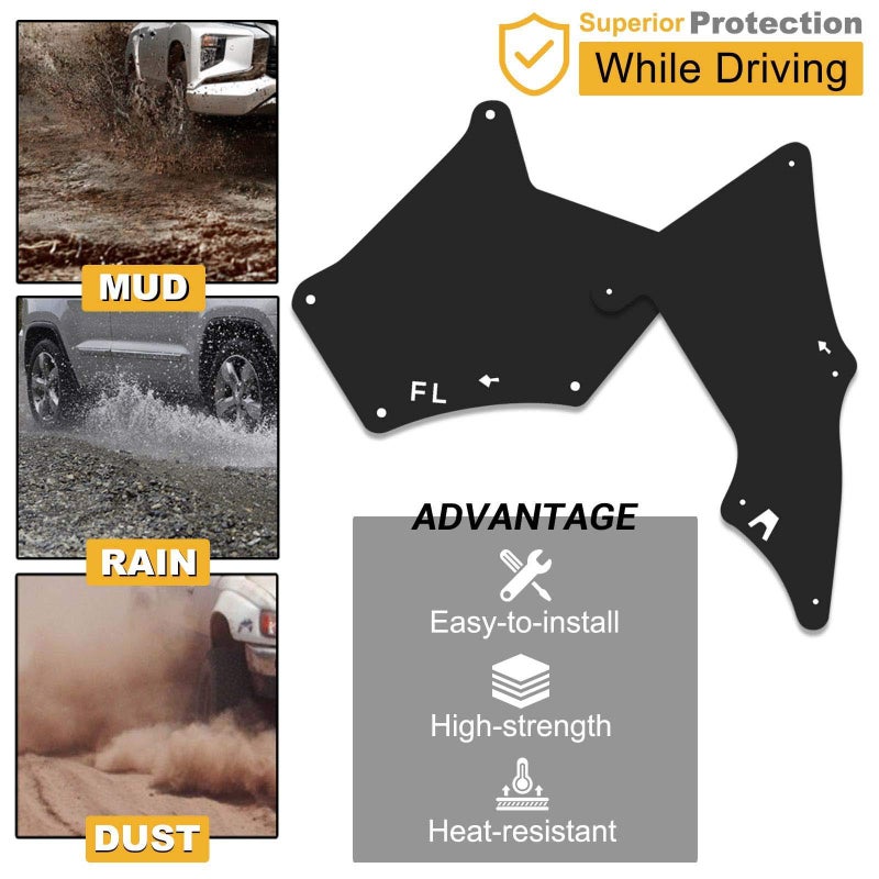 YHTAUTO Set of 4 Splash Shield Fender Inner Liners Mud Flaps Replacement for Toyota Land Cruiser Prado 2003-2019 Toyota 4Runner 2003-2009 FJ Cruiser 2007-2014 Lexus GX470 2003-2009 GX460 2010-2019 - Image 4