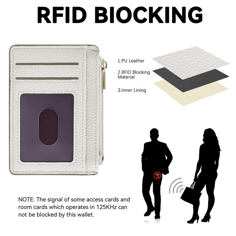 Tipmile Credit Card Holder for Women Slim Minimalist Front Pocket RFID Blocking Wallet Small Compact Card Case with ID Window, Cream White - Image 2