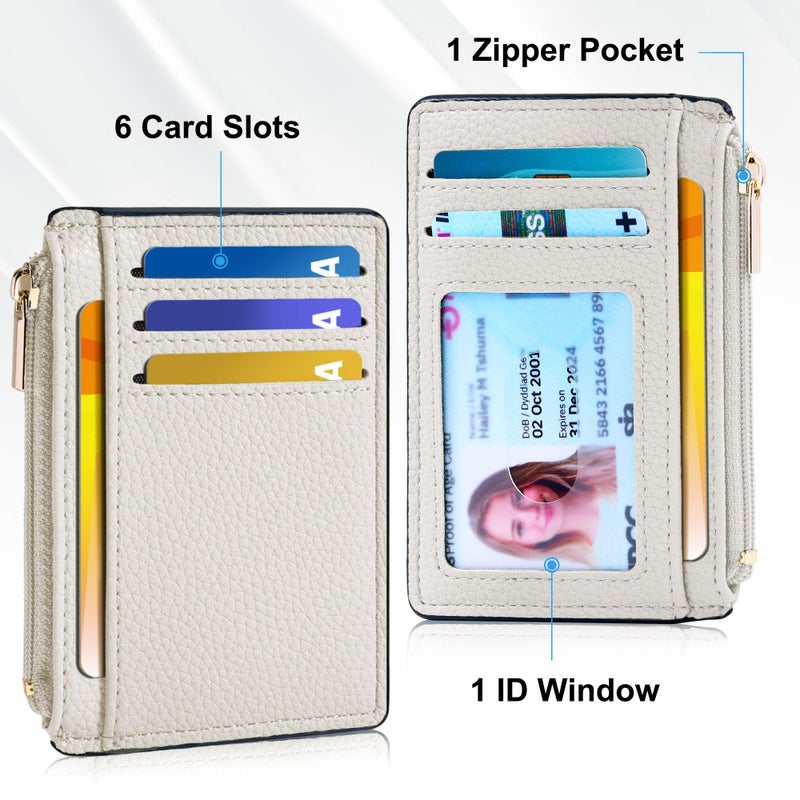 Tipmile Credit Card Holder for Women Slim Minimalist Front Pocket RFID Blocking Wallet Small Compact Card Case with ID Window, Cream White - Image 3
