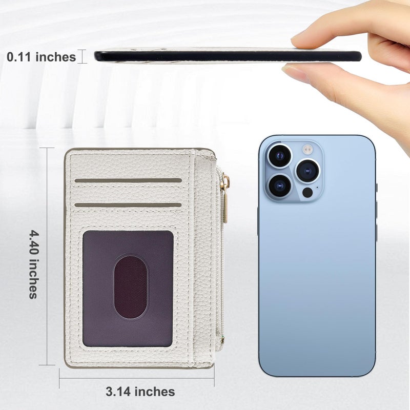 Tipmile Credit Card Holder for Women Slim Minimalist Front Pocket RFID Blocking Wallet Small Compact Card Case with ID Window, Cream White - Image 5