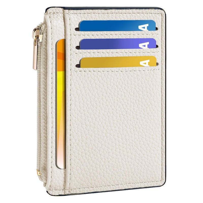 Tipmile Credit Card Holder for Women Slim Minimalist Front Pocket RFID Blocking Wallet Small Compact Card Case with ID Window, Cream White - Image 1