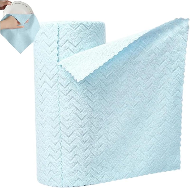 Wathet Color Reusable Paper Towels Roll 30 Pack Microfiber Cleaning Cloths Eco Friendly - Image 5
