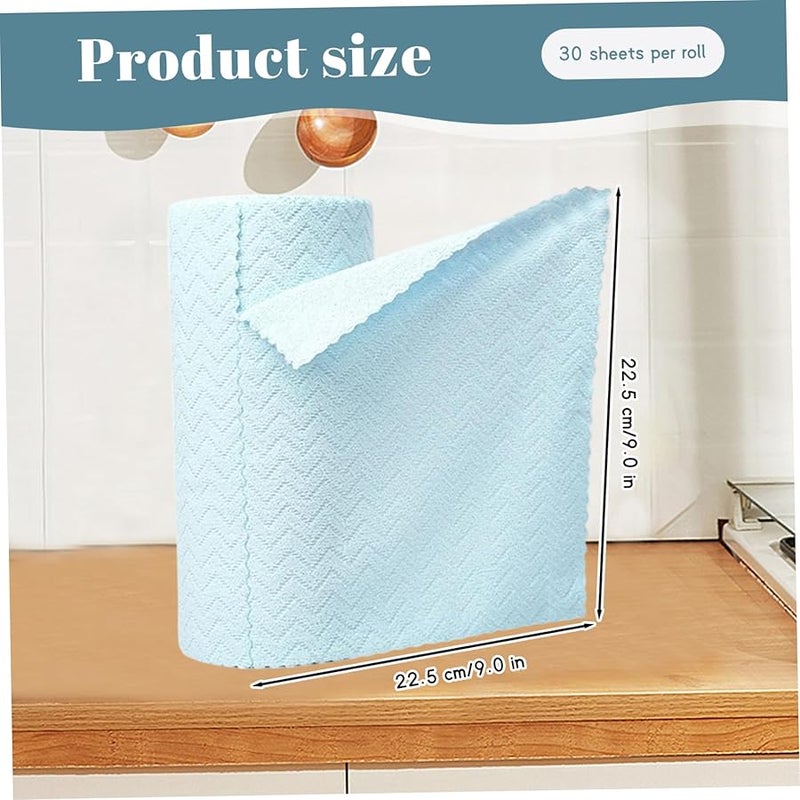 Wathet Color Reusable Paper Towels Roll 30 Pack Microfiber Cleaning Cloths Eco Friendly - Image 4