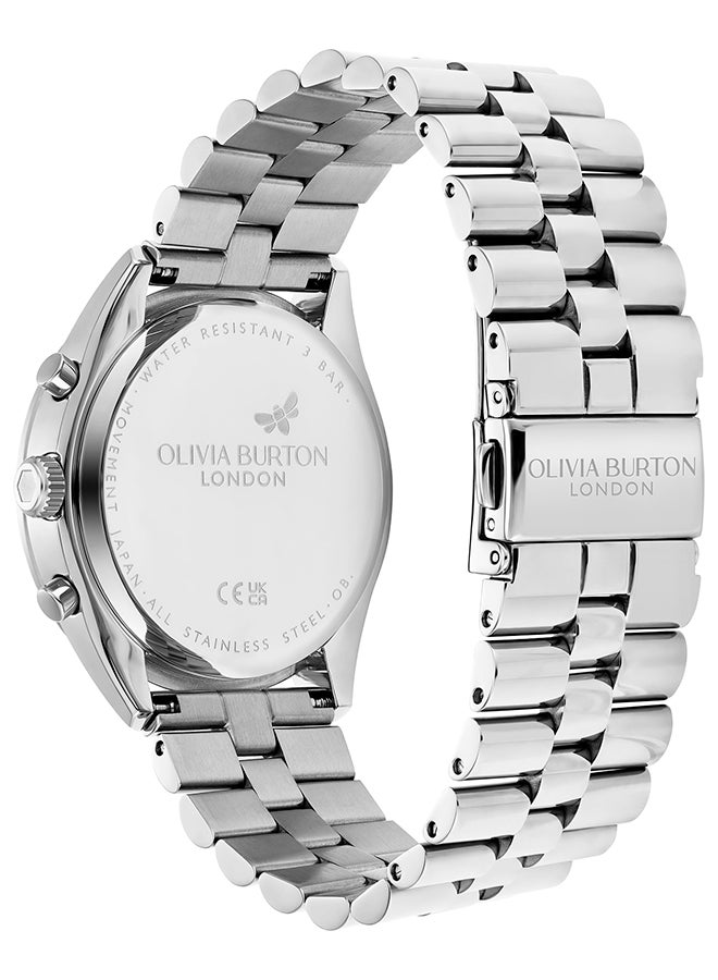 OLIVIA BURTON ساعة نسائية مستديرة متعددة الوظائف بحافظة من الفولاذ المقاوم للصدأ - Image 5