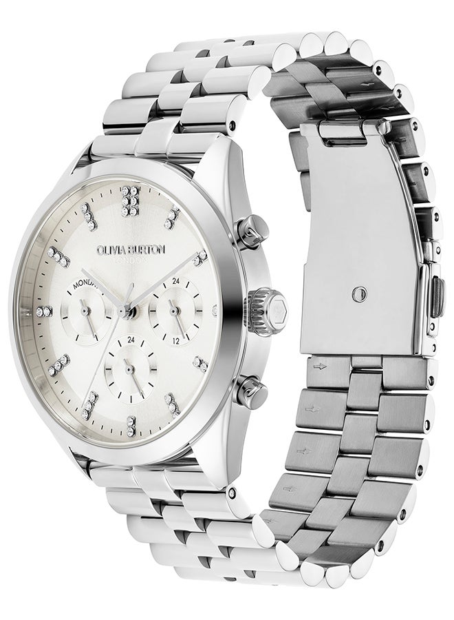 OLIVIA BURTON ساعة نسائية مستديرة متعددة الوظائف بحافظة من الفولاذ المقاوم للصدأ - Image 2
